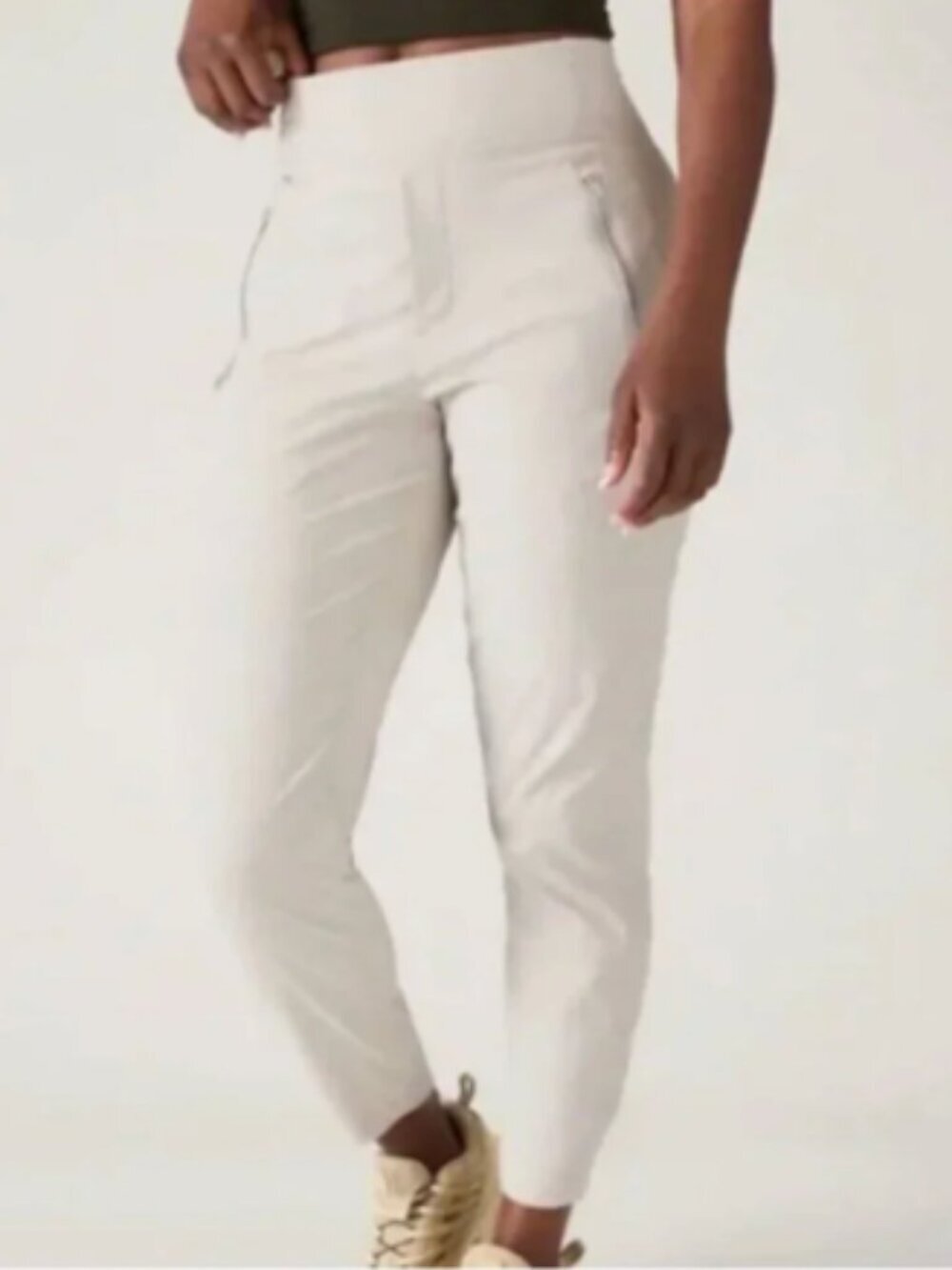 Athleta Women's Size 16 Trekkie North High Rise Jogger Pant Cream Beige Moto Zip